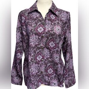 croft & barrow Purple Paisley Button-Down Shirt